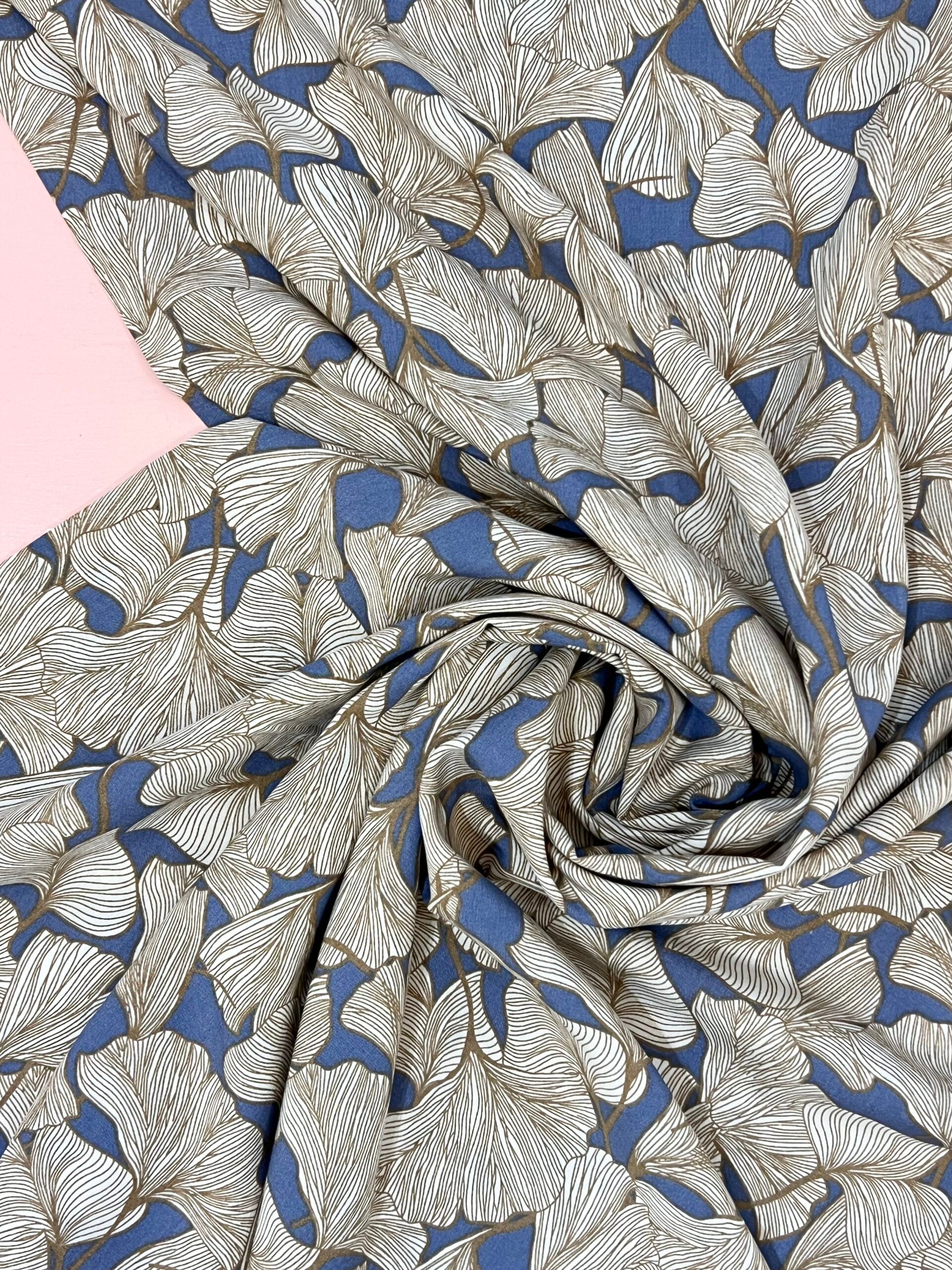 Ginkgo Viscose Wedgewood Blue 45cm Remnant