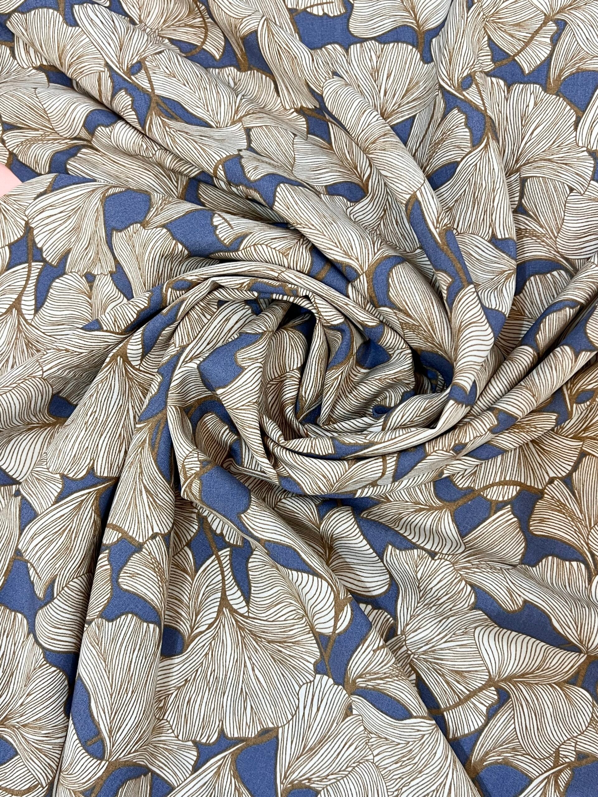 Ginkgo Viscose Wedgewood Blue 45cm Remnant
