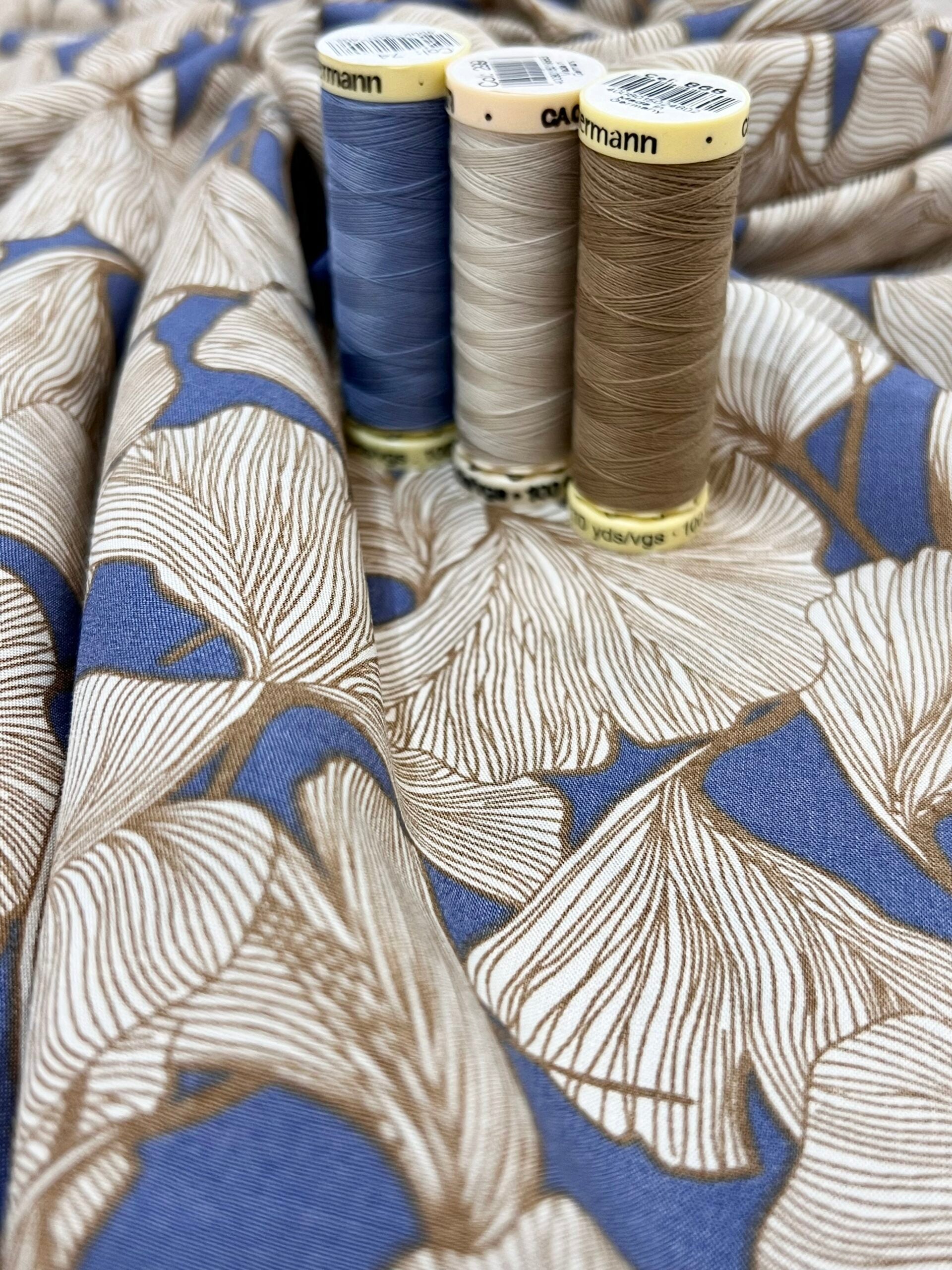 Ginkgo Viscose Wedgewood Blue 45cm Remnant