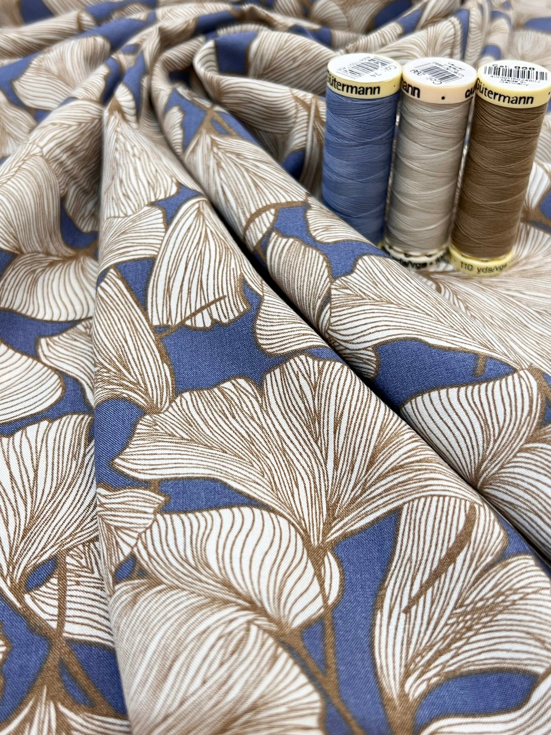 Ginkgo Viscose Wedgewood Blue 45cm Remnant