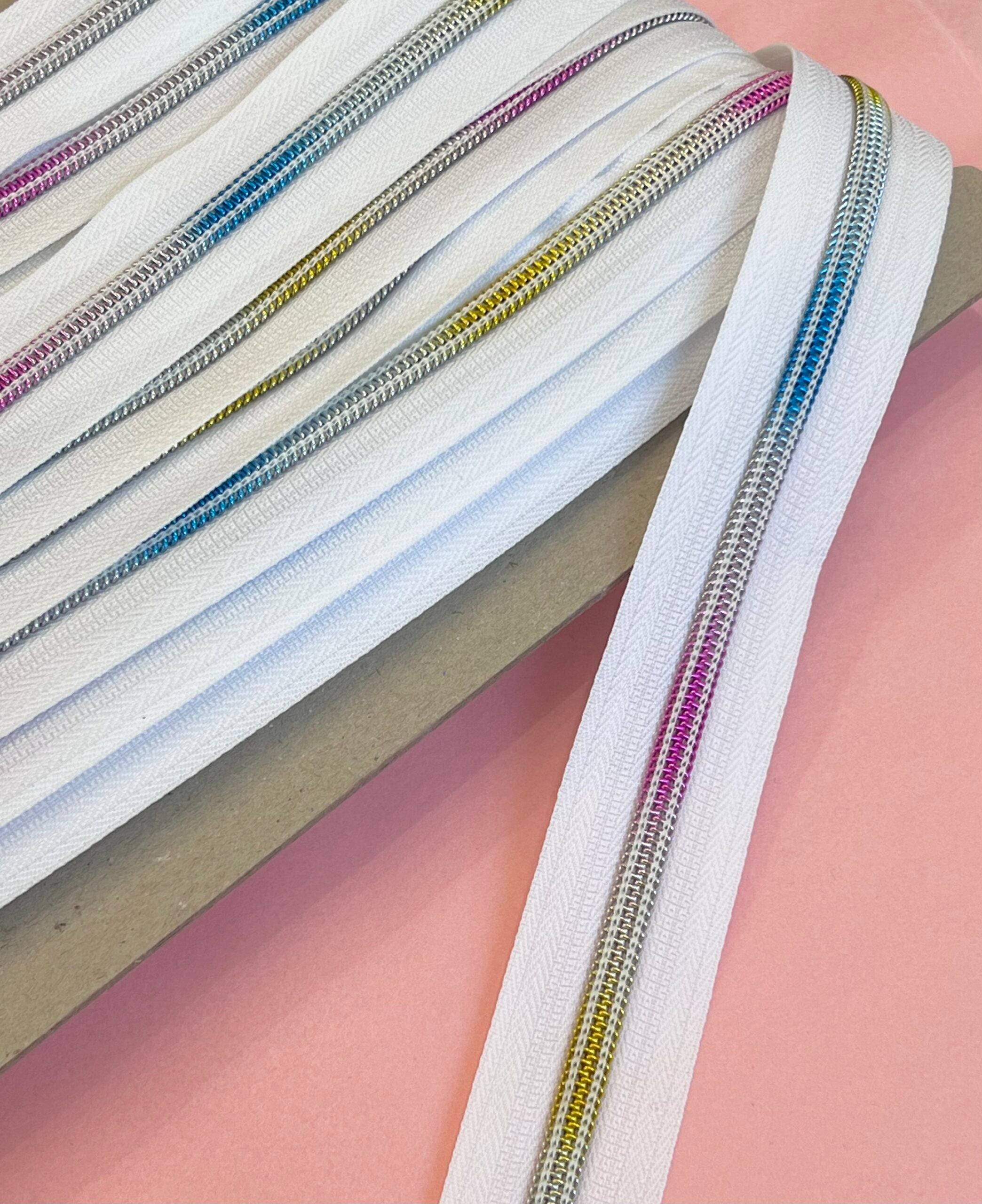 Continuous Zip No 5 (6mm) Nylon - White Rainbow