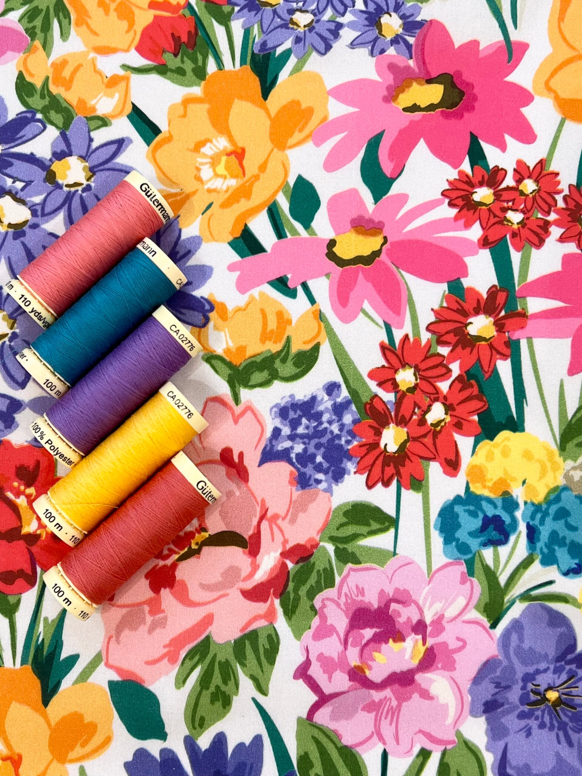 Lady McElroy Vibrant Meadow Cotton Marbelle Lawn 1.65 Metre Remnant