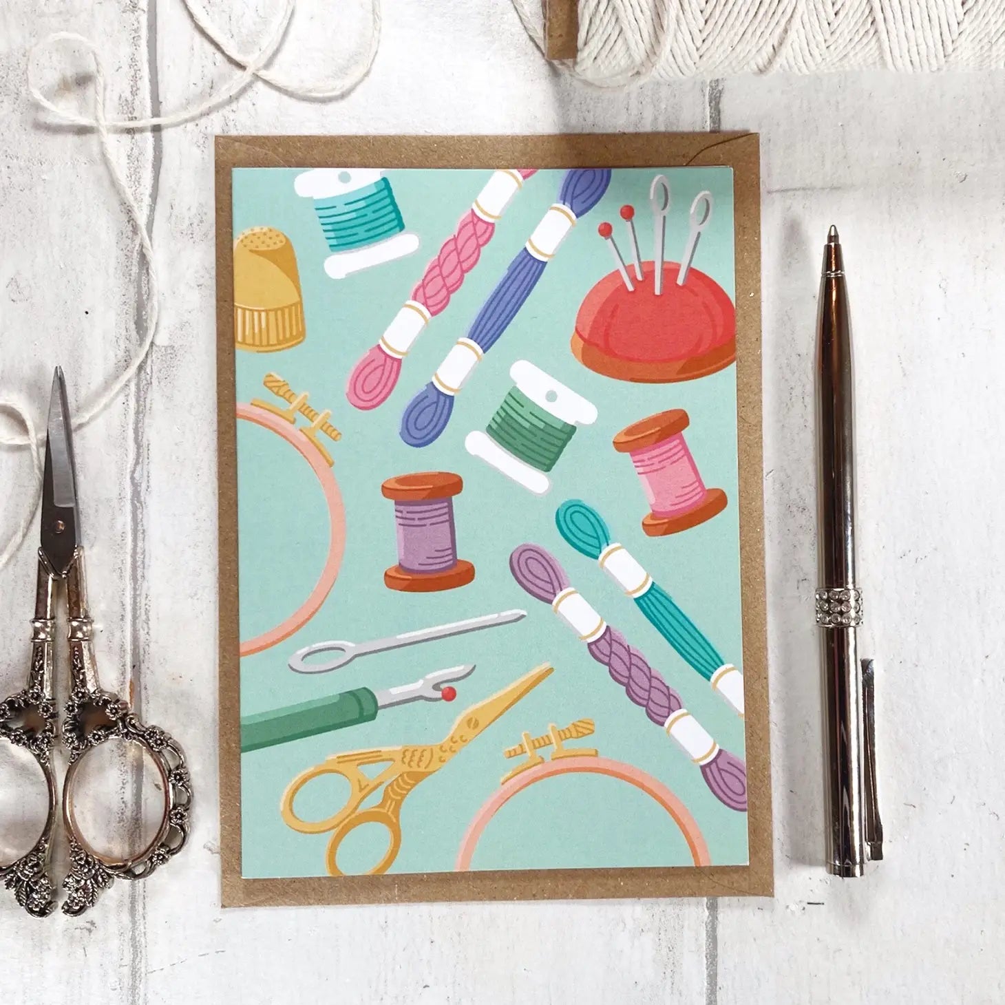 “Needlecrafts” Apple Blank Greeting Card