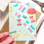 “Needlecrafts” Apple Blank Greeting Card