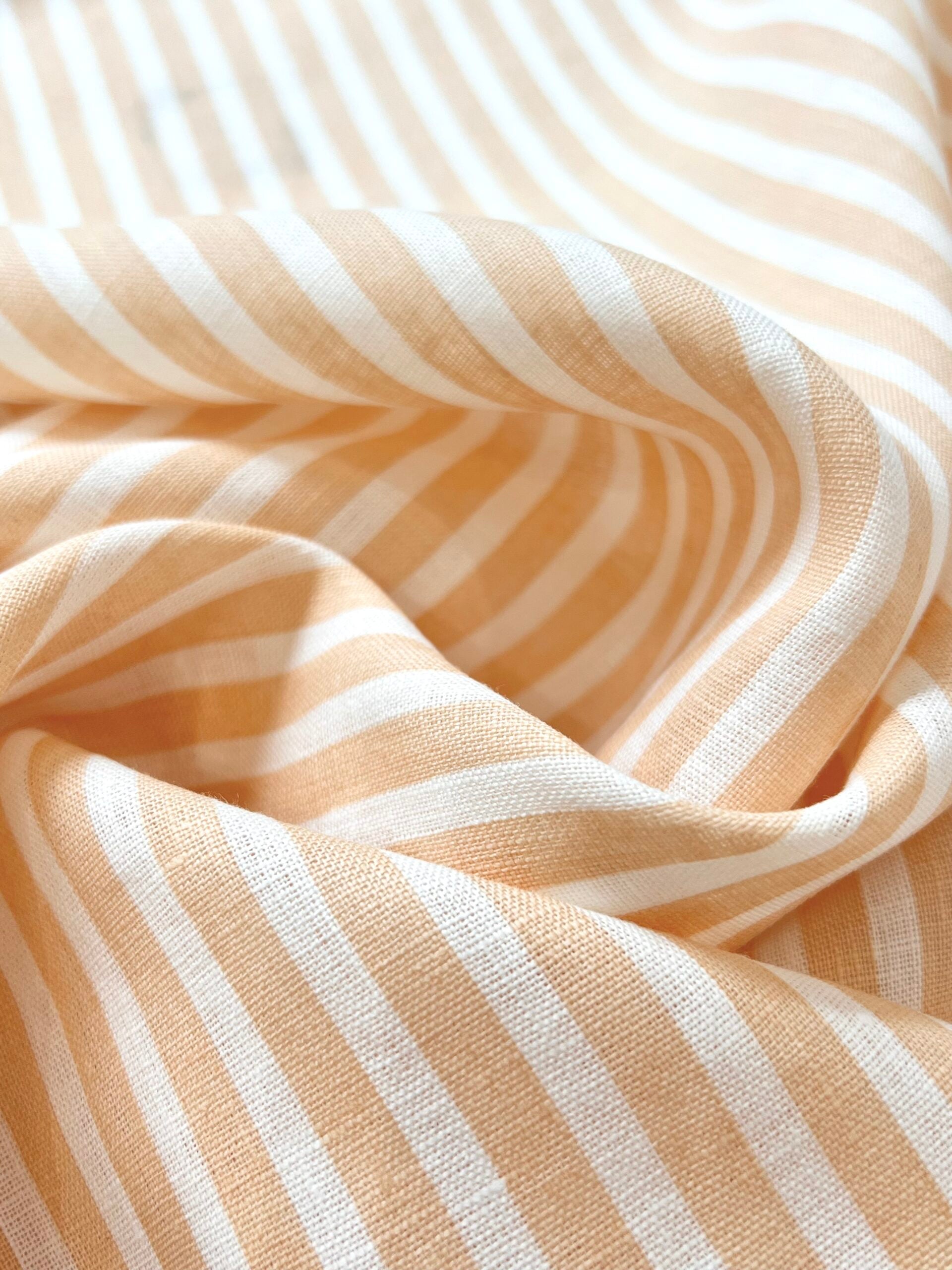 Custard Stripe Linen 1.53 Metre Remnant