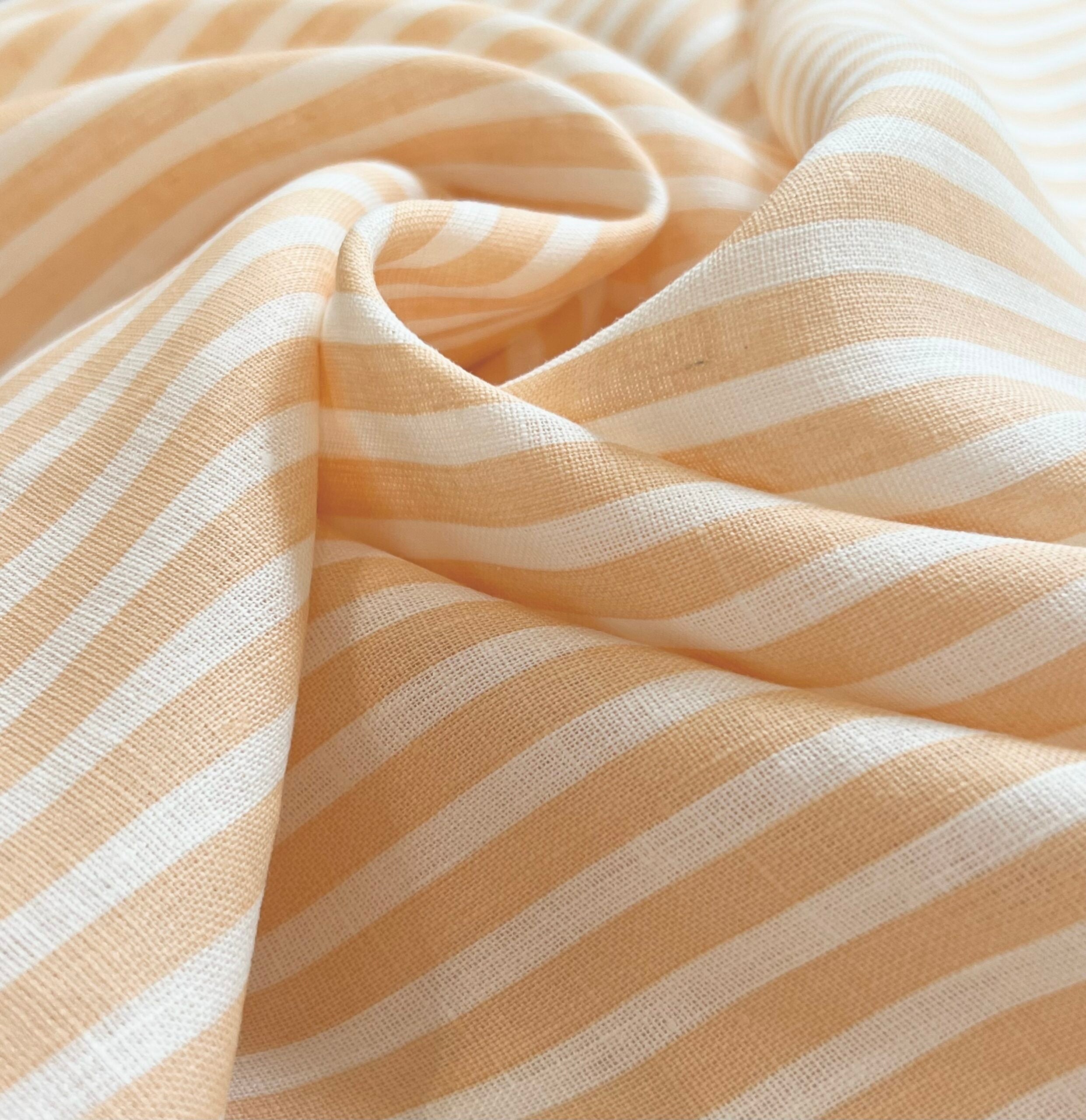 Custard Stripe Linen 1.53 Metre Remnant