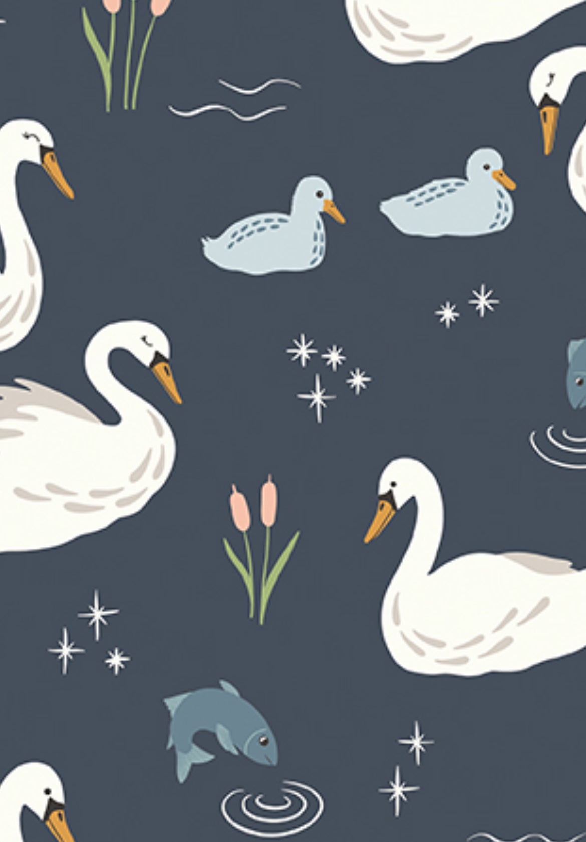 Riley Blake Little Swan - Navy Swans Quilting Cotton