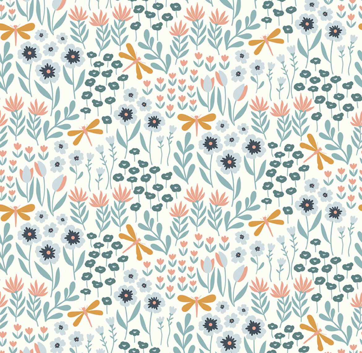 Riley Blake Little Swan -   Lakeside Floral Cream Quilting Cotton