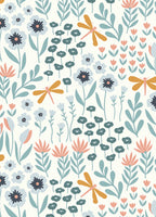 Riley Blake Little Swan -   Lakeside Floral Cream Quilting Cotton