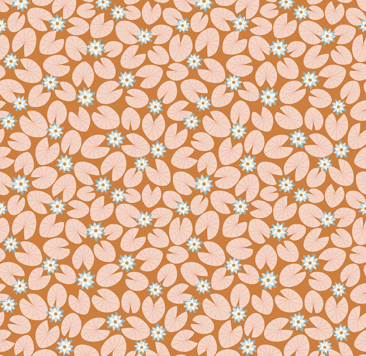 Riley Blake Little Swan - Water Lilies Golden Brown Quilting Cotton