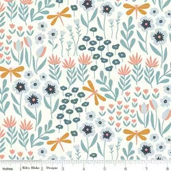 Riley Blake Little Swan -   Lakeside Floral Cream Quilting Cotton