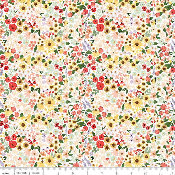 Riley Blake Homemade - Floral White Quilting Cotton