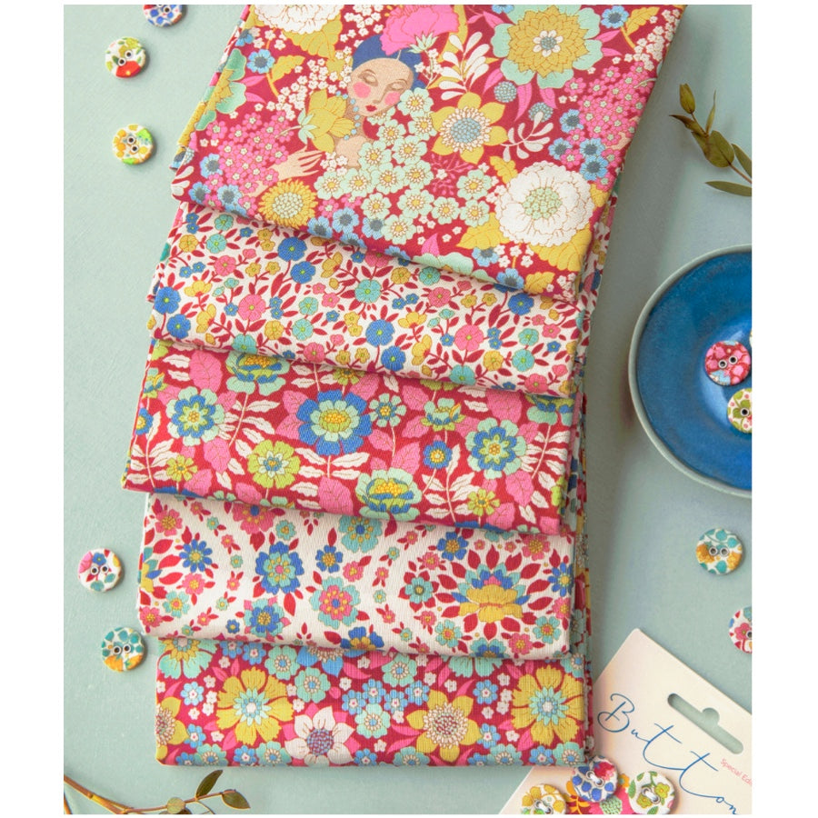 Wallflower By Tilda Fat Quarter Bundle x 5 Red
