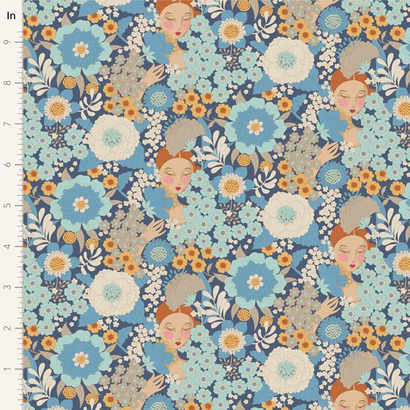 Wallflower By Tilda Fat Quarter Bundle x 5 Blue