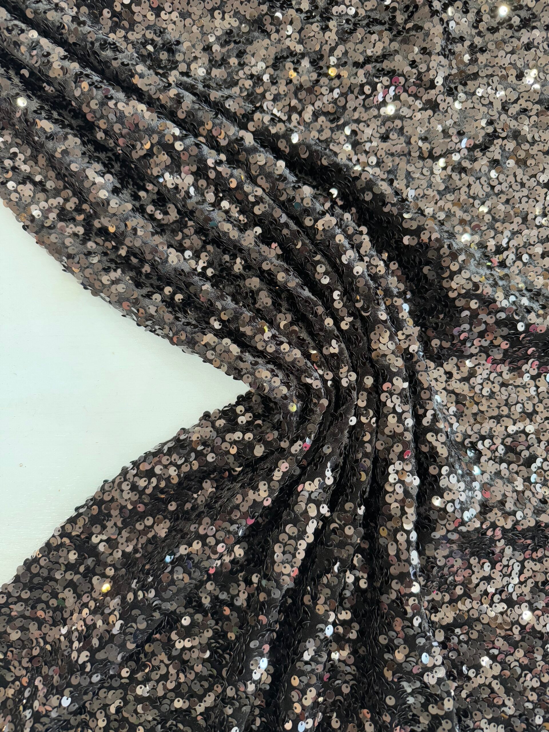 Black Sequins Stretch Velvet