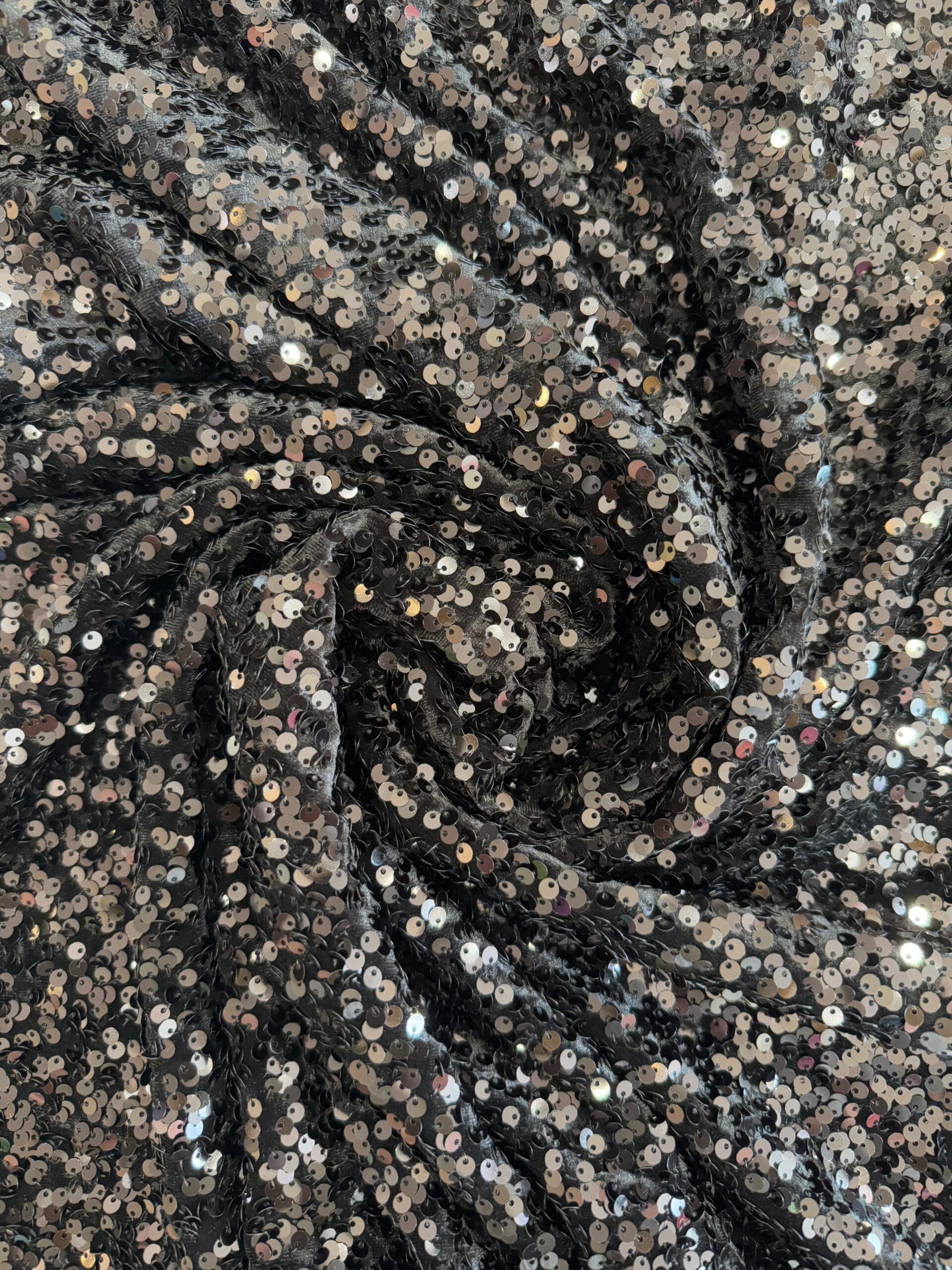 Black Sequins Stretch Velvet