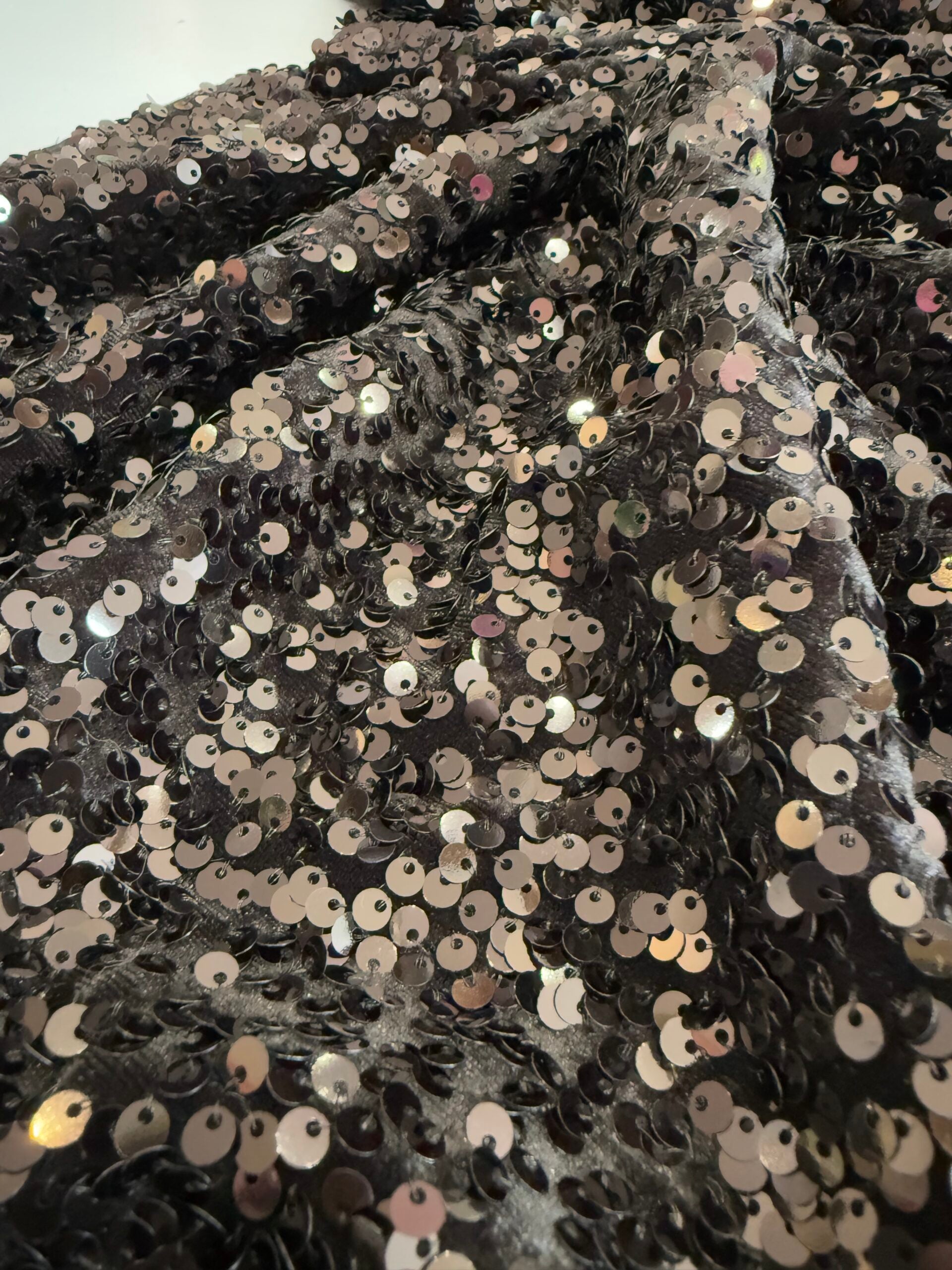 Black Sequins Stretch Velvet