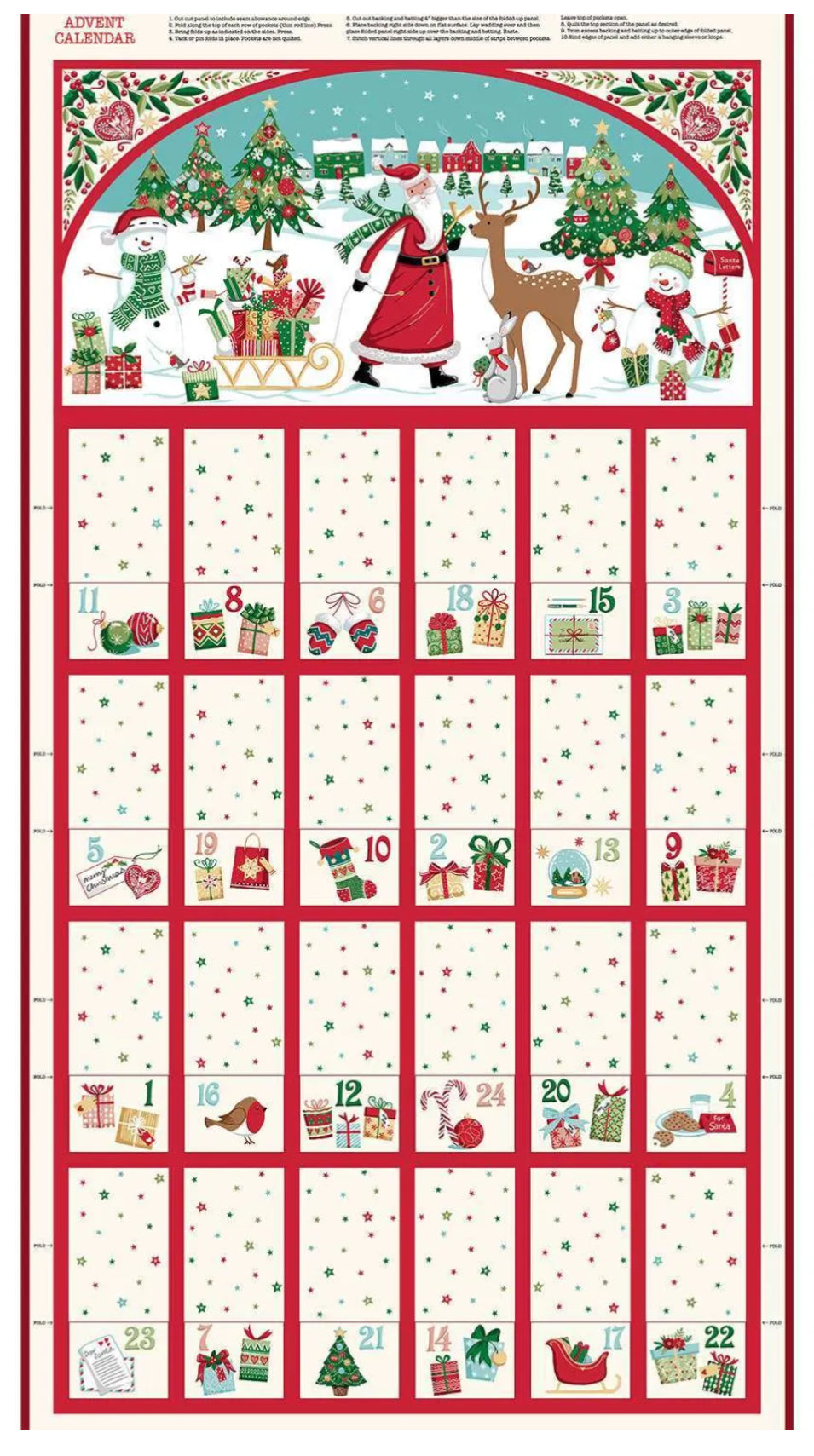 Makower Christmas Wishes Advent Calendar Panel