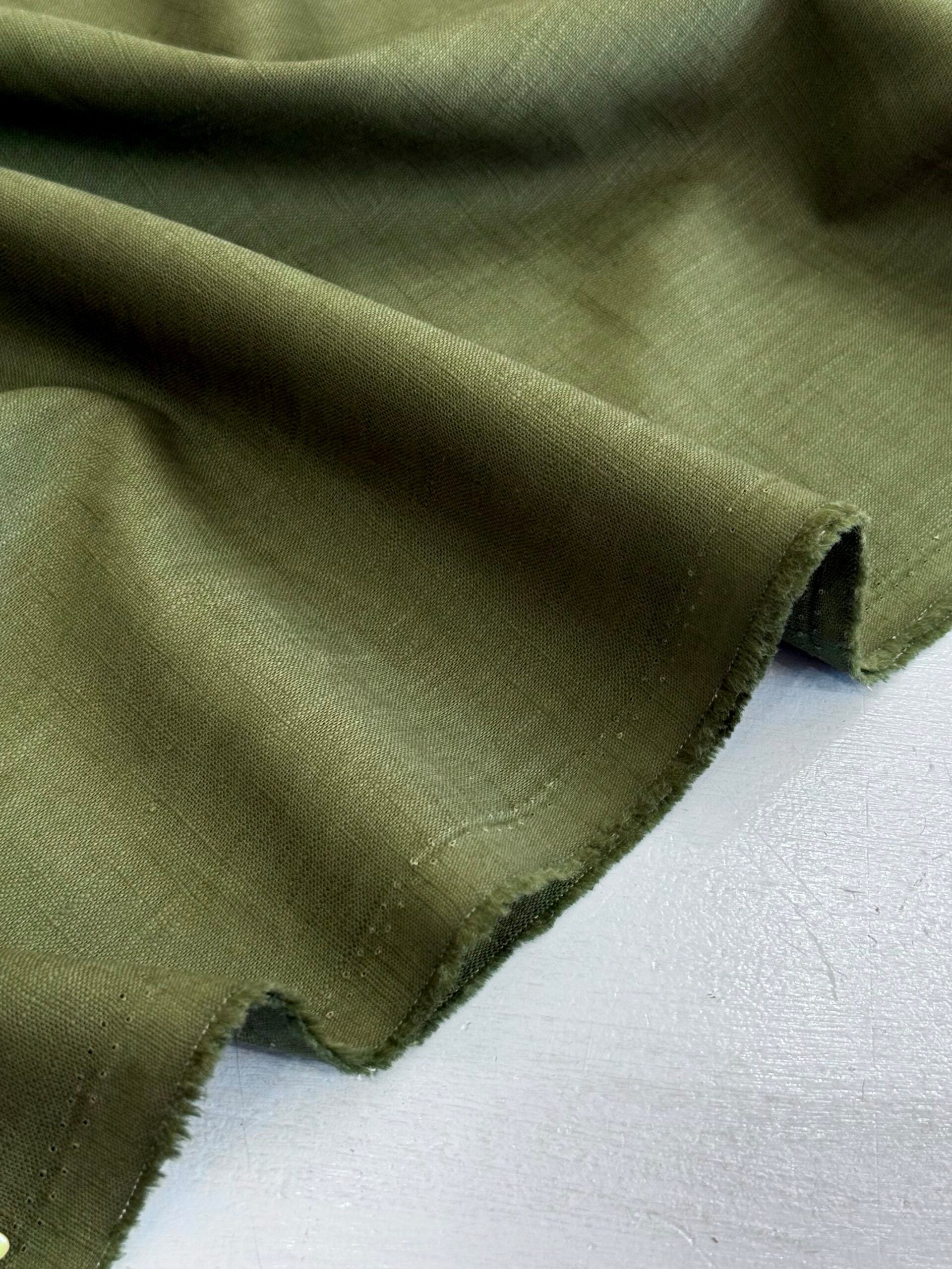Ramie Cotton Blend Dark Moss Green